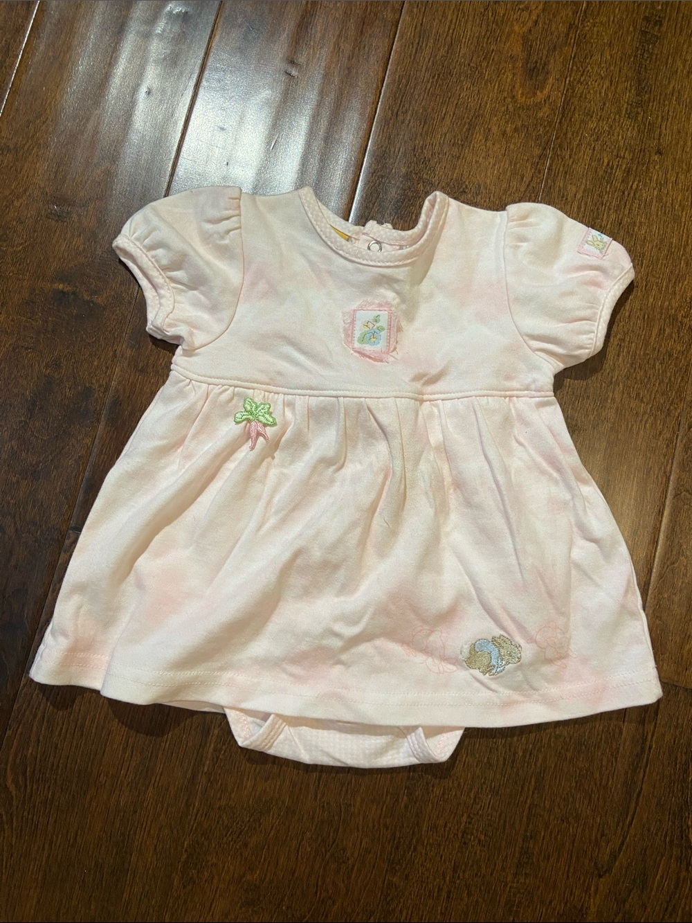 Vintage 2003 Peter Rabbit baby girl romper dress SZ 3-6M pink embroidered